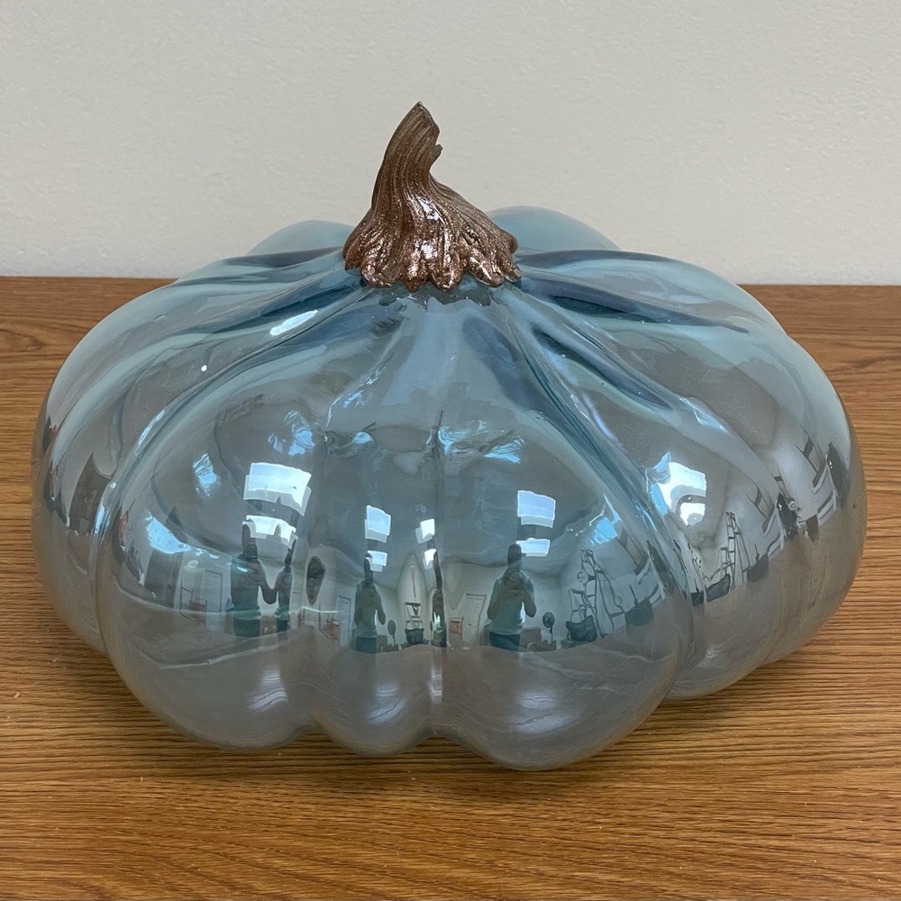 Pier 1 Blue Luster Glass Pumpkin